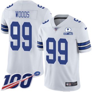 Nike Dallas Cowboys #99 Antwaun Woods White Men's Stitched With Established In 1960 Patch NFL 100th Season Vapor Untouchable Limited Jersey