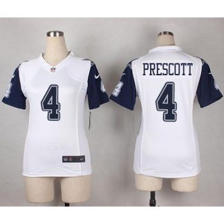 Nike Dallas Cowboys #4 Dak Prescott White Women's Stitched NFL Elite Rush Jersey