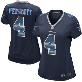 Nike Dallas Cowboys #4 Dak Prescott Navy Blue Team Color Women's Stitched NFL Elite Strobe Jersey