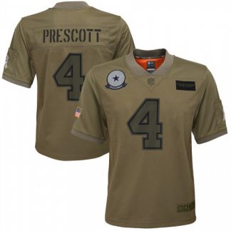 Youth Dallas Dallas Cowboys #4 Dak Prescott Nike Camo 2019 Salute to Service Game Jersey