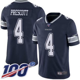 Nike Dallas Cowboys #4 Dak Prescott Navy Blue Team Color Youth Stitched NFL 100th Season Vapor Limited Jersey