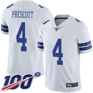 Nike Dallas Cowboys #4 Dak Prescott White Men's Stitched NFL 100th Season Vapor Limited Jersey