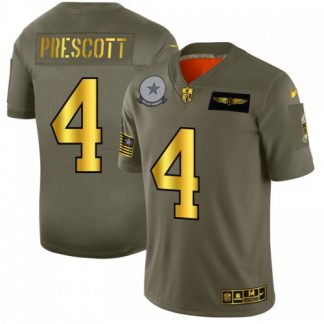 Dallas Dallas Cowboys #4 Dak Prescott NFL Men's Nike Olive Gold 2019 Salute to Service Limited Jersey