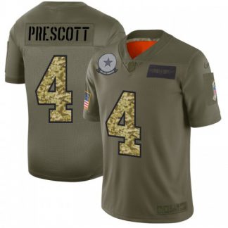 Dallas Dallas Cowboys #4 Dak Prescott Men's Nike 2019 Olive Camo Salute To Service Limited NFL Jersey