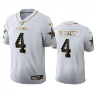 Dallas Dallas Cowboys #4 Dak Prescott Men's Nike White Golden Edition Vapor Limited NFL 100 Jersey