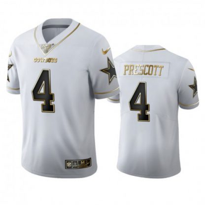 Dallas Dallas Cowboys #4 Dak Prescott Men's Nike White Golden Edition Vapor Limited NFL 100 Jersey