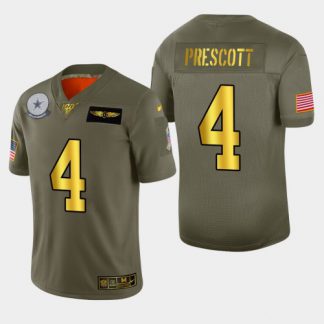 Dallas Dallas Cowboys #4 Dak Prescott Men's Nike Olive Gold 2019 Salute to Service Limited NFL 100 Jersey