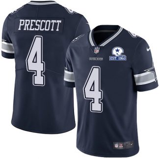 Nike Dallas Cowboys #4 Dak Prescott Navy Blue Team Color Men's Stitched With Established In 1960 Patch NFL Vapor Untouchable Limited Jersey