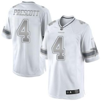Nike Dallas Cowboys #4 Dak Prescott White Men's Stitched NFL Limited Platinum Jersey