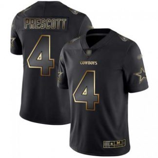 Nike Dallas Cowboys #4 Dak Prescott Black/Gold Men's Stitched NFL Vapor Untouchable Limited Jersey
