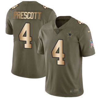 Nike Dallas Cowboys #4 Dak Prescott Olive/Gold Men's Stitched NFL Limited 2017 Salute To Service Jersey