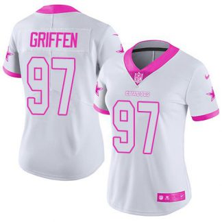 Nike Dallas Cowboys #97 Everson Griffen White/Pink Women's Stitched NFL Limited Rush Fashion Jersey