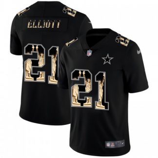 Dallas Dallas Cowboys #21 Ezekiel Elliott Carbon Black Vapor Statue Of Liberty Limited NFL Jersey