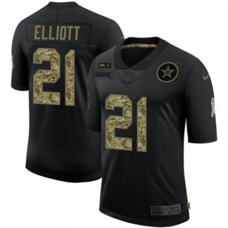 Dallas Dallas Cowboys #21 Ezekiel Elliott Men's Nike 2020 Salute To Service Camo Limited NFL Jersey Black