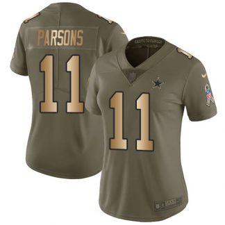 Nike Dallas Cowboys #11 Micah Parsons Olive/Gold Women's Stitched NFL Limited 2017 Salute To Service Jersey