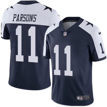 Nike Dallas Cowboys #11 Micah Parsons Navy Blue Thanksgiving Youth Stitched NFL 100th Season Vapor Throwback Limited Jersey