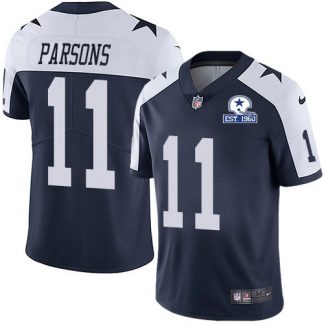 Nike Dallas Cowboys #11 Micah Parsons Navy Blue Thanksgiving Men's Stitched With Established In 1960 Patch NFL Vapor Untouchable Limited Throwback Jersey