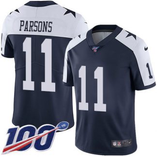 Nike Dallas Cowboys #11 Micah Parsons Navy Blue Thanksgiving Men's Stitched NFL 100th Season Vapor Throwback Limited Jersey