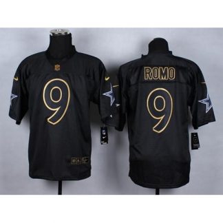 Nike Dallas Cowboys #9 Tony Romo Black Men's Stitched NFL Elite Gold No. Fashion Jersey