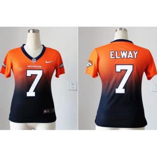 Nike Denver Broncos #7 John Elway Orange/Blue Women's Stitched NFL Elite Fadeaway Fashion Jersey