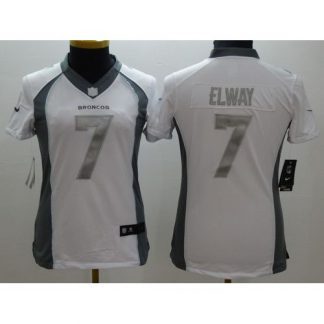 Nike Denver Broncos #7 John Elway White Women's Stitched NFL Limited Platinum Jersey