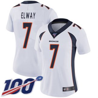 Nike Denver Broncos #7 John Elway White Women's Stitched NFL 100th Season Vapor Limited Jersey