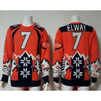 Nike Denver Broncos #7 John Elway Orange/Navy Blue Men's Ugly Sweater