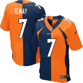 Nike Denver Broncos #7 John Elway Orange/Navy Blue Men's Stitched NFL Elite Split Jersey