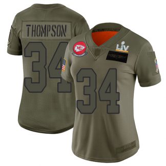 Nike Kansas City Chiefs #34 Darwin Thompson Camo Women's Super Bowl LV Bound Stitched NFL Limited 2019 Salute To Service Jersey