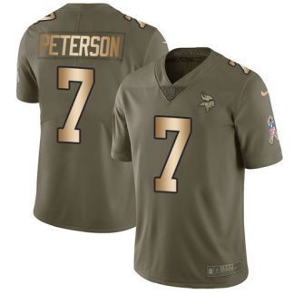 Nike Minnesota Vikings #7 Patrick Peterson Olive/Gold Men's Stitched NFL Limited 2017 Salute To Service Jersey