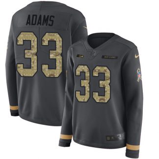 Nike Seattle Seahawks #33 Jamal Adams Anthracite Salute to Service Women's Stitched NFL Limited Therma Long Sleeve Jersey