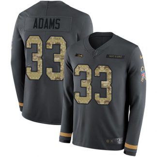 Nike Seattle Seahawks #33 Jamal Adams Anthracite Salute to Service Men's Stitched NFL Limited Therma Long Sleeve Jersey