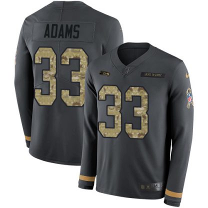 Nike Seattle Seahawks #33 Jamal Adams Anthracite Salute to Service Men's Stitched NFL Limited Therma Long Sleeve Jersey