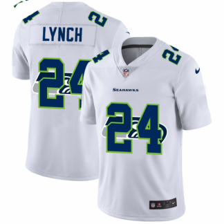 Seattle Seattle Seahawks #24 Marshawn Lynch White Men's Nike Team Logo Dual Overlap Limited NFL Jersey