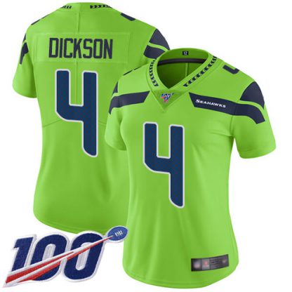 Nike Seattle Seahawks #4 Michael Dickson Green Women's Stitched NFL Limited Rush 100th Season Jersey