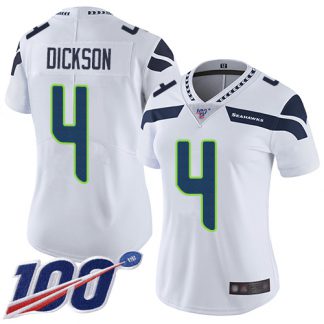 Nike Seattle Seahawks #4 Michael Dickson White Women's Stitched NFL 100th Season Vapor Limited Jersey