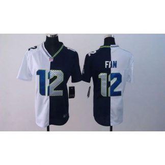 Nike Seattle Seahawks #12 Fan Steel Blue/White Women's Stitched NFL Elite Split Jersey