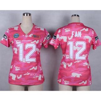 Nike Seattle Seahawks #12 Fan Pink Women's Stitched NFL Elite Camo Fashion Jersey