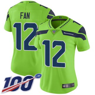 Nike Seattle Seahawks #12 Fan Green Women's Stitched NFL Limited Rush 100th Season Jersey
