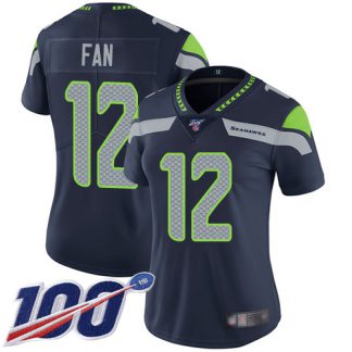 Nike Seattle Seahawks #12 Fan Steel Blue Team Color Women's Stitched NFL 100th Season Vapor Limited Jersey