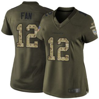 Nike Seattle Seahawks #12 Fan Green Women's Stitched NFL Limited 2015 Salute to Service Jersey