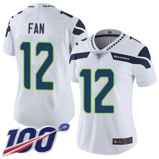 Nike Seattle Seahawks #12 Fan White Women's Stitched NFL 100th Season Vapor Limited Jersey