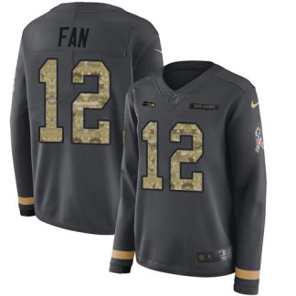 Nike Seattle Seahawks #12 Fan Anthracite Salute to Service Women's Stitched NFL Limited Therma Long Sleeve Jersey