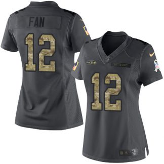 Nike Seattle Seahawks #12 Fan Black Women's Stitched NFL Limited 2016 Salute to Service Jersey