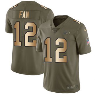 Nike Seattle Seahawks #12 Fan Olive/Gold Youth Stitched NFL Limited 2017 Salute to Service Jersey