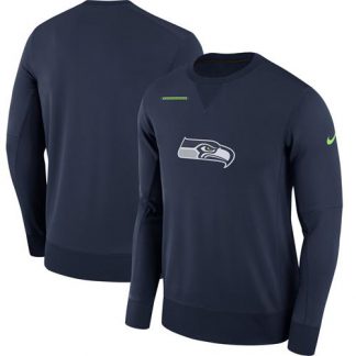 Men's Seattle Seattle Seahawks Nike Navy Sideline Team Logo Performance Sweatshirt