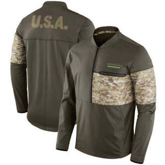 Men's Seattle Seattle Seahawks Nike Olive Salute to Service Sideline Hybrid Half-Zip Pullover Jacket