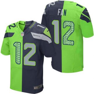 Nike Seattle Seahawks #12 Fan Steel Blue/Green Men's Stitched NFL Elite Split Jersey
