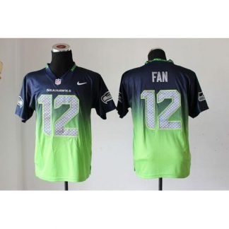 Nike Seattle Seahawks #12 Fan Steel Blue/Green Men's Stitched NFL Elite Fadeaway Fashion Jersey