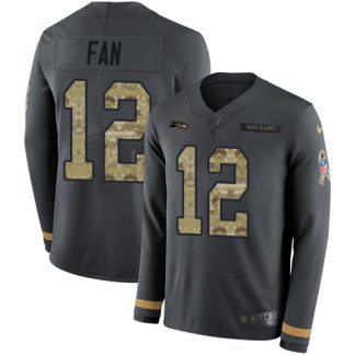 Nike Seattle Seahawks #12 Fan Anthracite Salute to Service Men's Stitched NFL Limited Therma Long Sleeve Jersey